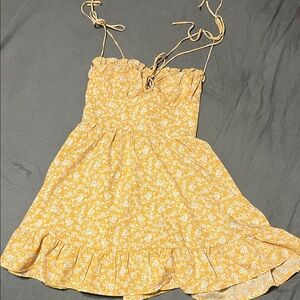 Cider Yellow Floral Mini Dress